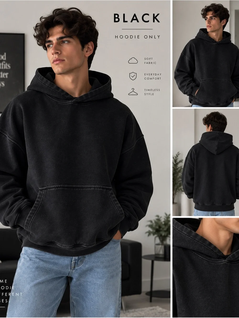 Everyday Washed Pullover Hoodie - Pink, Gray, Black